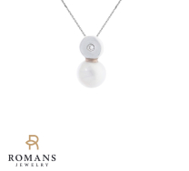 Pearl & Diamond Pendant 14KWG Dia. 0.01CTW