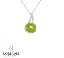 Peridot Diamond Pendant 14KW Per. 2.59CTW Dia .07CTW