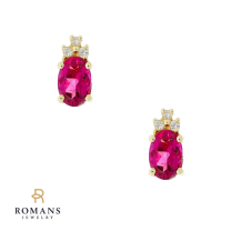 Pink Tourmaline Diamond 14K Yellow Gold Earrings