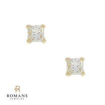 Princess Cut Diamond Stud Earrings 14K Yellow Gold 0.33CTW