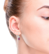 Rhodolite 1.59ctw Diamond .13ctw VS GHI 14K White Gold Earrings