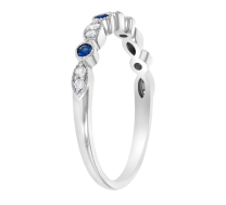 Milgrain Diamond and Sapphire 14K White Gold Ring