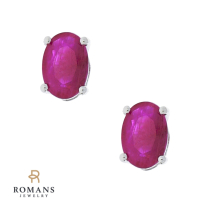 Oval Ruby Stud Earrings 14K White Gold 1.16CTW