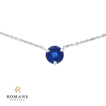 Sapphire Solitare Necklace 14K White Gold .51CT