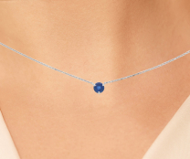 Sapphire Solitare Necklace 14K White Gold .51CT