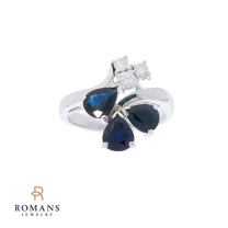 Nature Inspired Sapphire & Diamond Ring 18K White Gold 2.91CTW