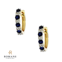 Sapphire Diamond Hoops 14K Yellow Gold 0.46 CTW