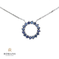 Sapphire Circle Necklace 14K White Gold 0.32CTW
