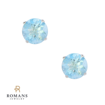 Sky Blue Topaz Stud Earrings 14K White Gold 3.26CTW