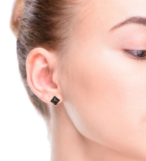 Smoky Quartz Stud Earrings 10K Yellow Gold 