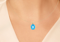 Swiss Blue Topaz Pendant 14K Yellow Gold 5.62 CTW