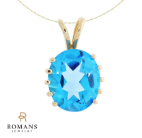 Swiss Blue Topaz Pendant 14K Yellow Gold 5.62 CTW