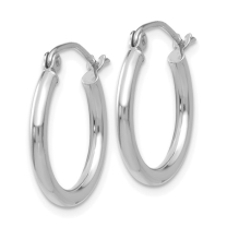 14K White Gold Polished 17M Lightweight Tube Hoop Earrings