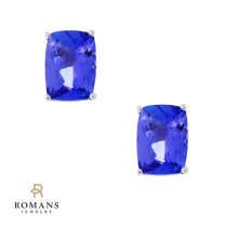 Tanzanite Stud Earrings 14K White Gold 1.61CTW