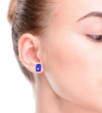 Tanzanite Stud Earrings 14K White Gold 1.61CTW