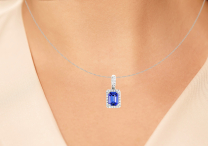 Tanzanite Diamond Halo Pendant 14K White Gold ( 1.12 ct. tw.)