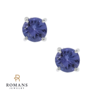 Tanzanite Stud Earrings 14K White Gold