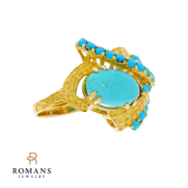 Turquoise 22K Yellow Gold Vintage Ring 2.19CTW