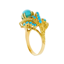 Turquoise 22K Yellow Gold Vintage Ring 2.19CTW