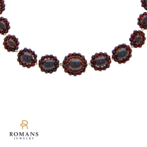 Bohemian Victorian Garnet Necklace Gold Silver 14.50"