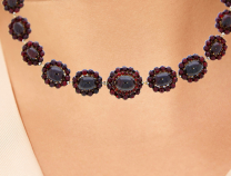 Bohemian Victorian Garnet Necklace Gold Silver 14.50
