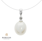 Pearl Diamond Pendant 10K White Gold 0.01CTW
