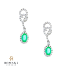 Emerald Diamond Halo Dangle Earrings 14K White Gold ( 1.33 ct. tw.)