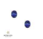  Blue Sapphire Stud Earrings 14K Rose Gold 1.26ctw
