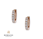 14K Rose Gold Diamond Huggie Earrings