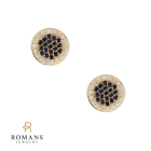 White & Black CZ Stud Earrings 14K Rose Gold