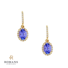 Tanzanite Diamond Halo Earrings 14K Yellow Gold ( 1.77 ct. tw.)