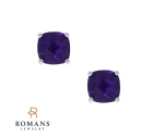 14K White Gold Amethyst Stud Earrings 6MM