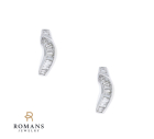 Baguette Curved Stud Earrings 14KW .44CTW