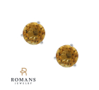 14K White Gold Citrine Stud Earrings 