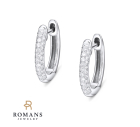 14K White Gold Diamond Huggie Earrings