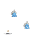 Topaz Diamond Stud Earrings 14K White Gold 