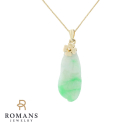 Gourd Carved Jade Pendant 14KYG