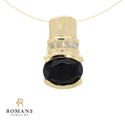Onyx Diamond Pendant 14K Yellow Gold 
