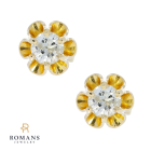 Diamond Stud Butter Cup Setting 14K Yellow Gold .50ctw 