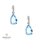 Aquamarine Diamond Drop Earrings 14K White Gold