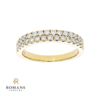 Double Diamond Row Band 18K Yellow Gold .79CTW