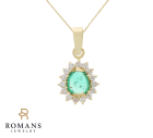 18K Yellow Gold Emerald and Diamond Pendant