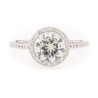 Moissanite Diamond Halo Ring 14K White Gold 