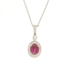 Cabochon 1.28 CT Ruby Diamond 14K Filigree Pendant