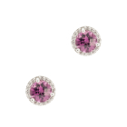 Tanzanian Cranberry Rhodolite Garnet Studs 14KW Garnet 1.17CTW Dia .07CTW