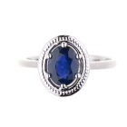 Oval Sapphire Ring Milgrain 14KW 1.60CTW