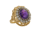 14K Amethyst Diamond Ring