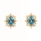 Dazzling 14K Blue Topaz Diamond Earrings