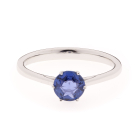 Doublet Blue Sapphire Solitaire 14K White Gold Ring