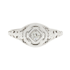 Vintage Filigree Diamond 1920s Ring 14KW .12CTW